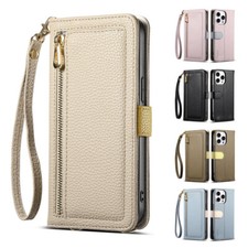 拉链皮革钱包式卡翻盖